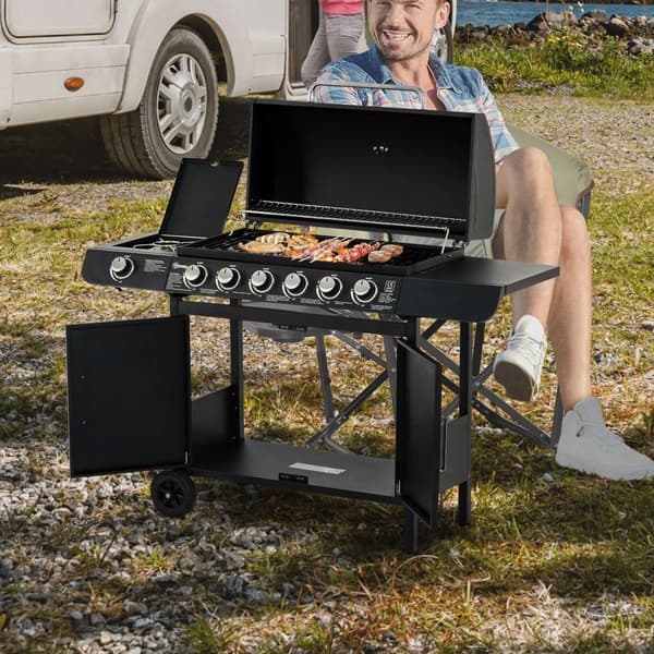 Gassgrill Sort 6+1 Brenner 135x50x100 cm