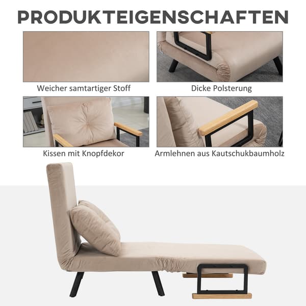 Beige sovesofa med sengefunktion og rygpude