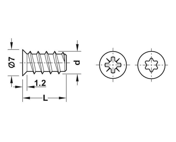 Möbelskruv 6x8 mm Ø5 mm GEDOTEC