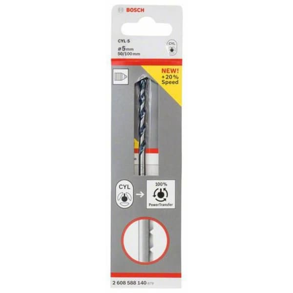 Bore til beton - BOSCH - 5 mm - Wolframkarbid - Længde 100 mm - Cylindrisk skaft