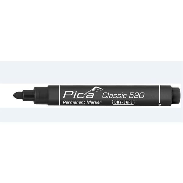 Pica Permanent Markør Dry-Safe Classic 1- 4 mm Rund Sort