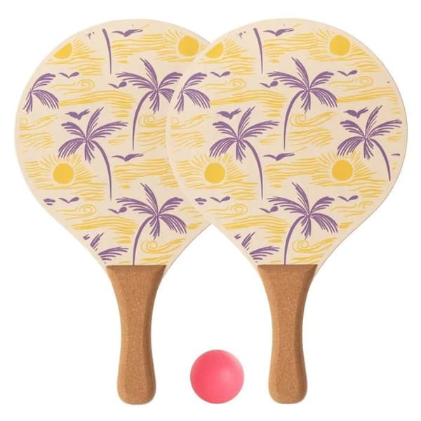 Sandsurfing racket i trä med palmboll Softee - gul