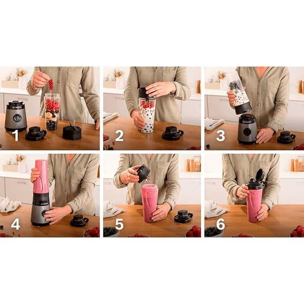 Blender de Table - BOSCH - VitaPower MMB2111S - 0,6 L - 450 W - Rostfritt stål