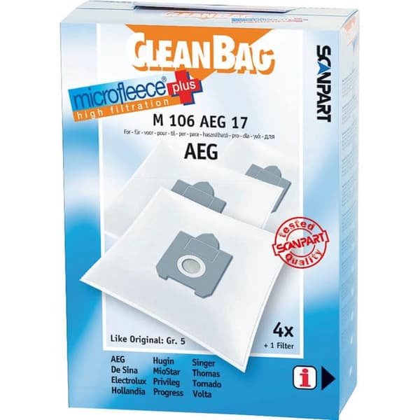 CLEANBAG Micropolyester+ Pölypussi AEG Gr.5 4+1