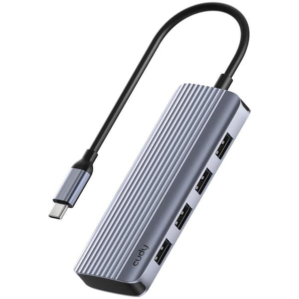 USB-C-hubb 6-i-1 - Cudy - 4K HDMI - 5 Gbit/s - Kompatibel med Windows/Mac/Linux - Grå