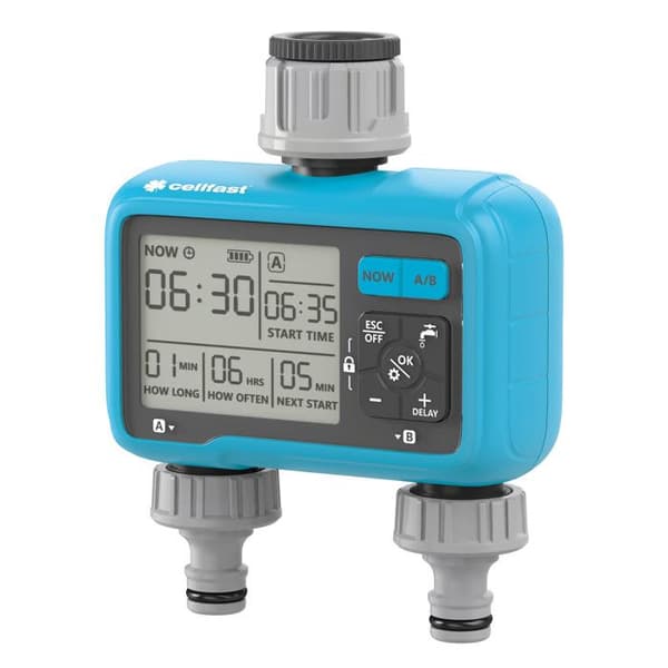 Elektronisk bevattningskontroll 2 sektioner - GREENBLUE - Chronos CellPro - 3 program - AA-batteri - Tryck 6 bar