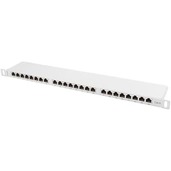Patch Panel - LANBERG - 24 porte - Cat. 6 - Skærmet - 0.5U - Grå