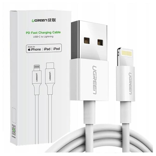 Lightning-kaapeli - UGREEN - US155 - 1 m - MFi - Nikkelöity