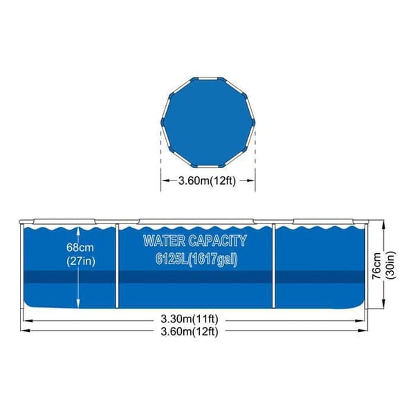 Ovanmarkspool 360 x 76m + PUMP CL AVENLI
