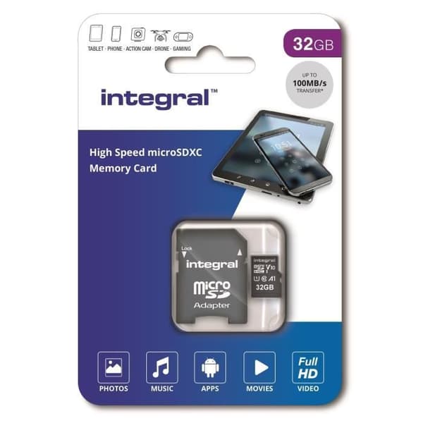 INTEGRAL MEMORY Micro SDXC 32GB Høj Hastighed 100MB/s overførselshastighed