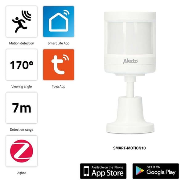 Intelligent Bevægelsessensor SMART-MOTION10 IP20 Zigbee Alecto Hvid
