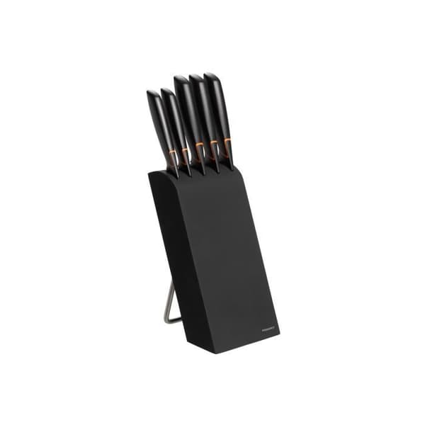 Knivblock - Fiskars - 978791 - 5 dele - Japansk rustfrit stål - Sort