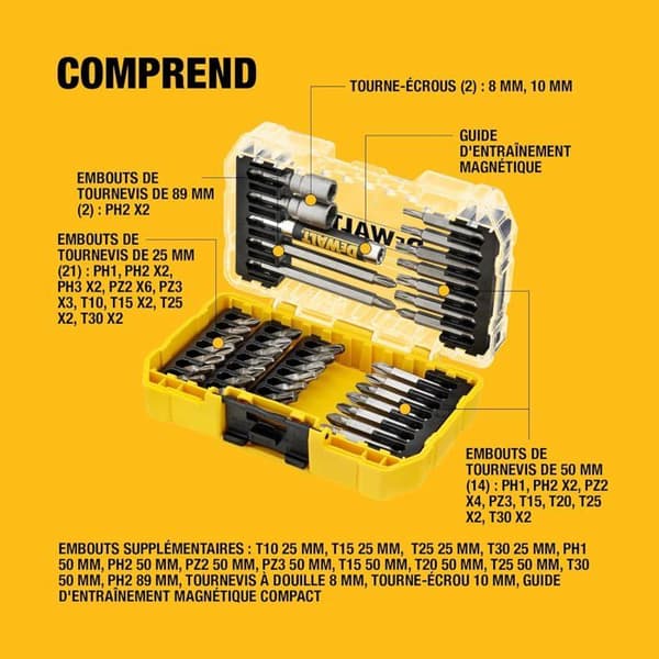 Lille ToughCase sæt med 40 dele og bits - DEWALT - DT70702-QZ