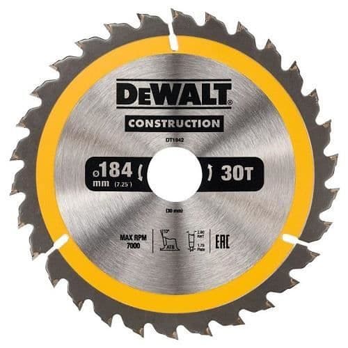 Kappeskive - DeWALT - 184-30 mm - 30 tænder