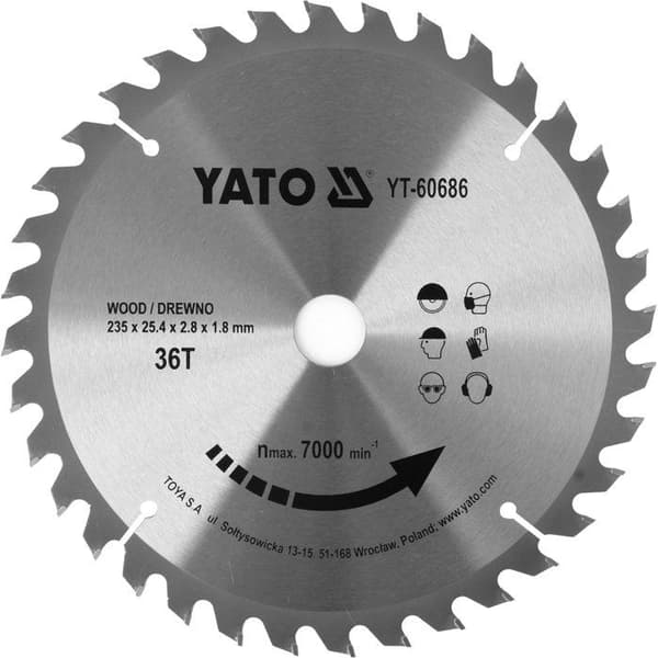 Savblad i carbide 235 x 25,4 mm 36 tænder