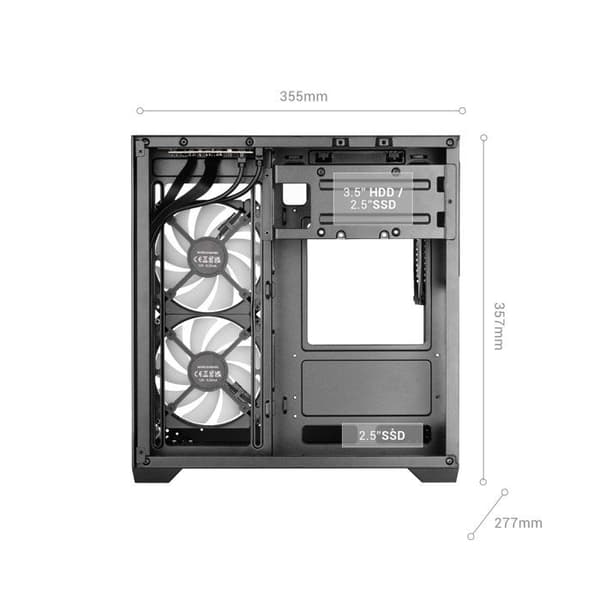 PC-chassi - MARS GAMING - MC-VIEW3 - Micro-ATX - Panoramaglas - 3 ARGB-fläktar 120 mm
