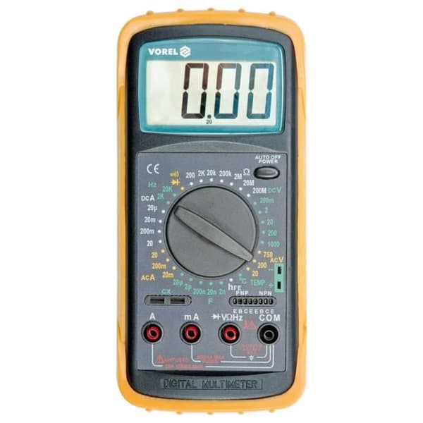 VOREL Digital multimeter med temperaturmåling