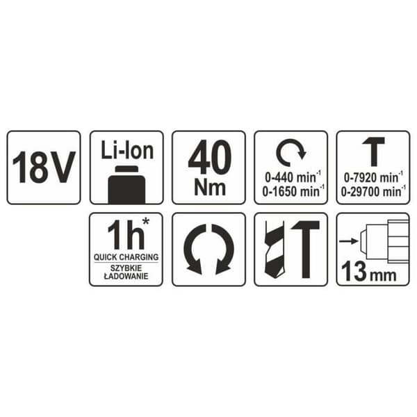 YATO Slagnøgle uden batteri, 18V 40Nm