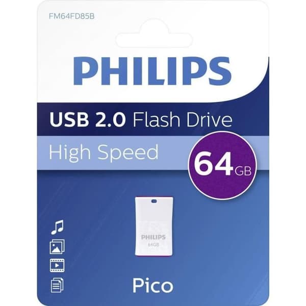 USB-nøgle - PHILIPS - PICO FM64FD85B/00 - 64 Go - USB 2.0 - Lilla