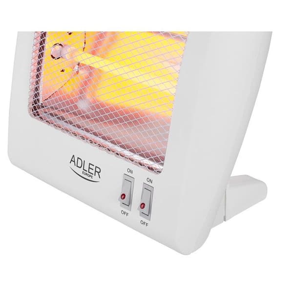 Halogenvarmer 2 Niveauer Effekt, Bærbar 2 Quartz Elementer Adler AD 7709 800W Hvid