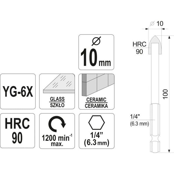 Hexagonal bor - TOYA - STHOR - 10 mm - Til glas - Keramik