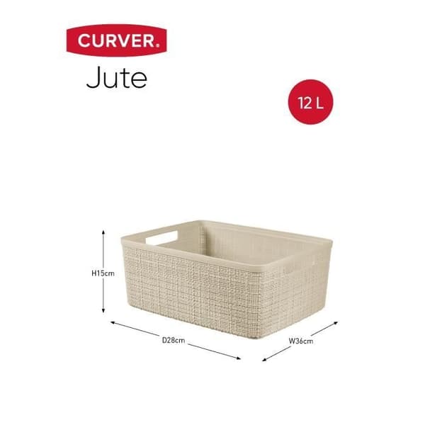 CURVER Jute kurv - Rektangulær M - 12 L - 100% Genbrug