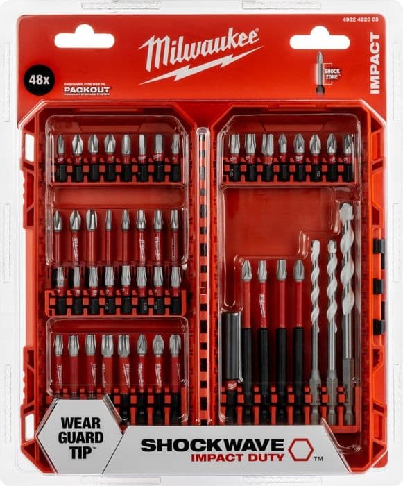SHOCKWAVE™ bits - MILWAUKEE - 48 dele - Behandlet stål - Kompatibel med Packout - Maksimal modstand