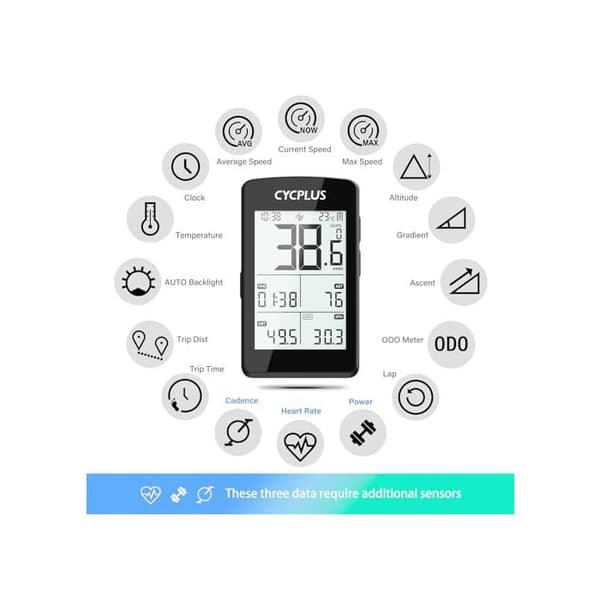 GPS-cykeldator - CYCPLUS - 2,8" skärm - Bluetooth & ANT+ - 100 h batteritid - IP67