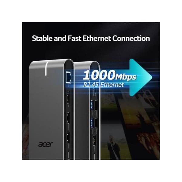 Acer Universaali Type-C Docking Station 15-in-1 Harmaa, jossa 8K-videolähtö