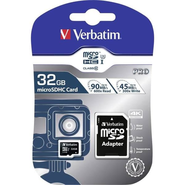 Verbatim Pro 32GB microSDHC UHS Speed Class 3 hukommelseskort