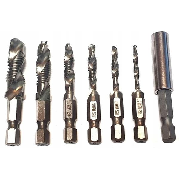 Hexagonale HSS M3-M10 boreværktøjer med adapter 7 dele SilverTools