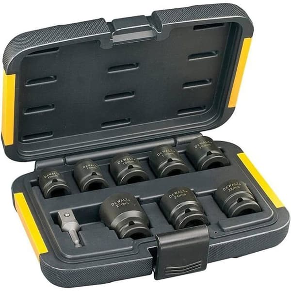 8-delt slagnøgle sæt + 1/4" hexagonal til 1/2" kvadrat adapter - DEWALT - DT7507-QZ