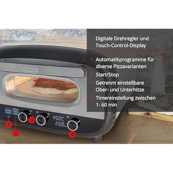 Pizzaovn - UNOLD - 68806 - 1700 W - Rustfrit Stål - 450 °C