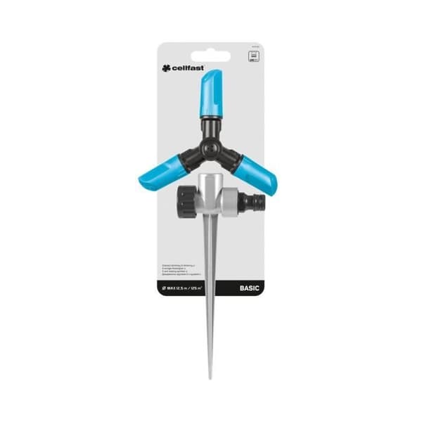 Rotationssprinkler - CELLFAST - BASIC - 3 arme - Sprøjteområde 150 m² - Maksimalt tryk 6 bar