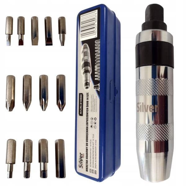 Slagskruvmejsel- och hammarsats, 14 delar, SilverTools S10880