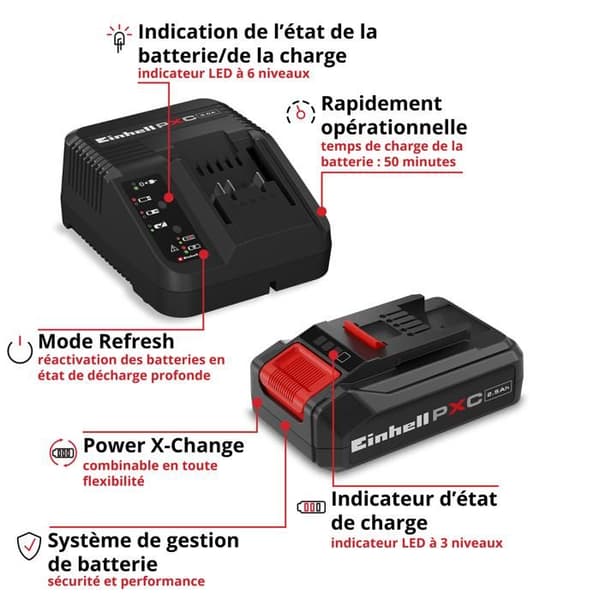 Einhell Starter Kit 2,5 Ah PXC (Lithium-Ion, 18V, oplader + 1 batteri 2,5Ah, til Einhell PXC apparater)