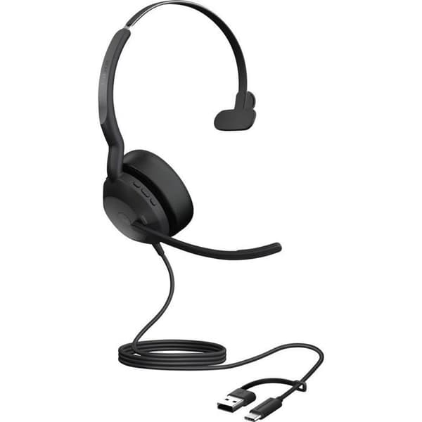Jabra Evolve2 50 Headset over-ear, Bluetooth Mono sort Støjdæmpning af mikrofon, Støj