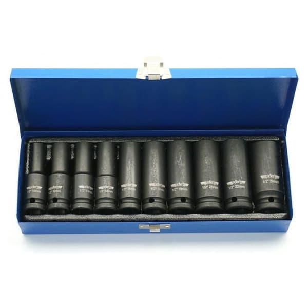 ADLER 1/2" lange impact sockets sæt 10 dele