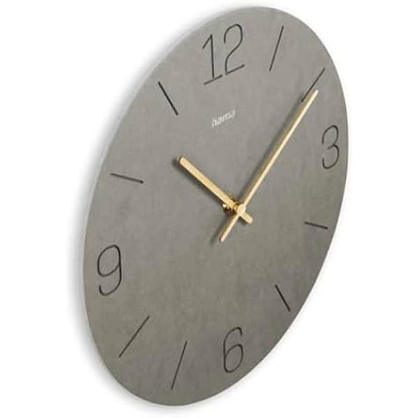 Väggklocka - HAMA - Kreta - Quartz Analog - Ø 30 cm - MDF Grå