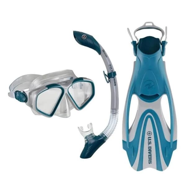 Simningsmask, snorkeltub och proflex FX U.S. DIVERS - grå/blå - Grå - 36/39