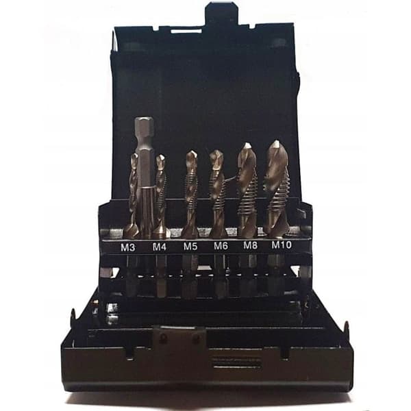 Hexagonale HSS M3-M10 boreværktøjer med adapter 7 dele SilverTools