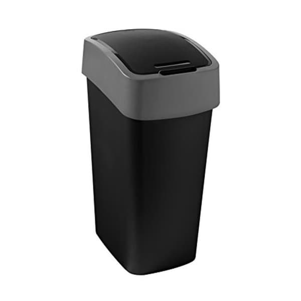 229411 Flipspand plastaffaldsbeholder sort-sølv 29 5895