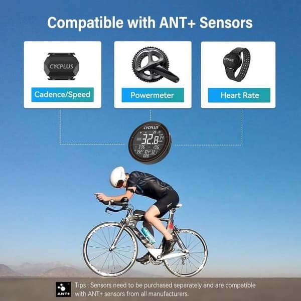 Cykel GPS Computer - CYCPLUS - M2 - Vandtæt IPX6 - Bluetooth 5.0 - Ant+
