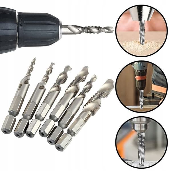 Hexagonale HSS M3-M10 boreværktøjer med adapter 7 dele SilverTools