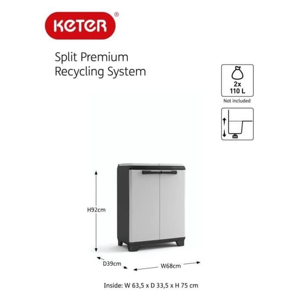 Keter Split Premium genbrugsarmoire grå og sort 92 cm 445042