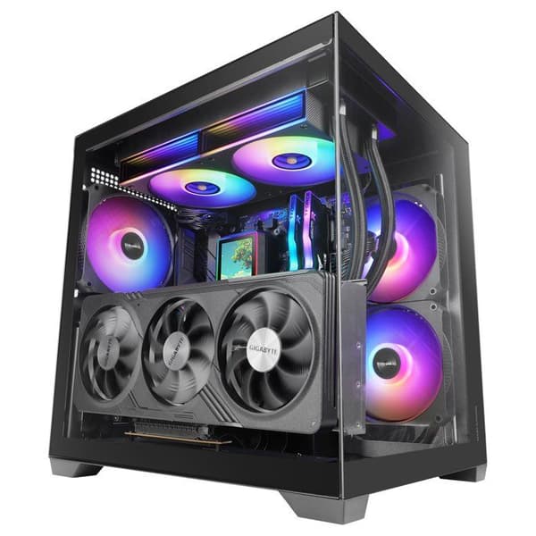 PC-chassi - MARS GAMING - MC-VIEW3 - Micro-ATX - Panoramaglas - 3 ARGB-fläktar 120 mm