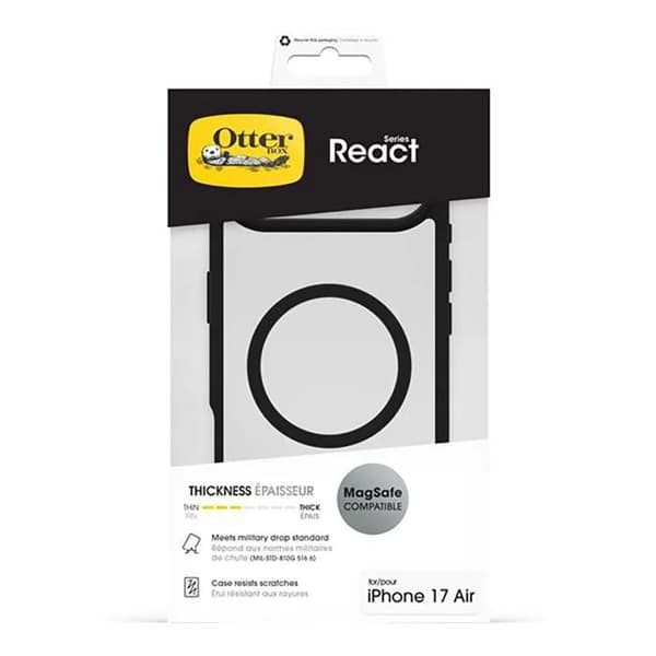 OtterBox React MagSafe Clear/Musta puhelimen kuori