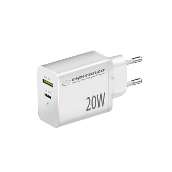 Lader - netadapter Esperanza - EZC105W - netlader 20W Hvid