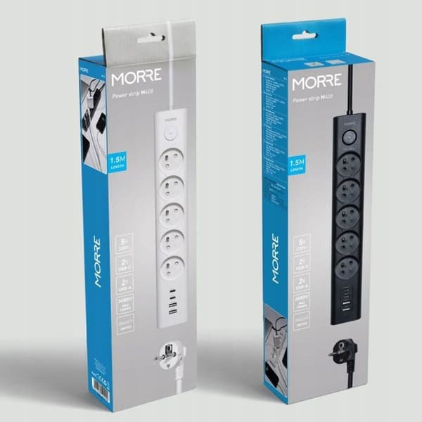 Multiprise Tiross MORRE STRØMSKINNE 5G 2xUSB, 2xUSB-C, 1,5 m