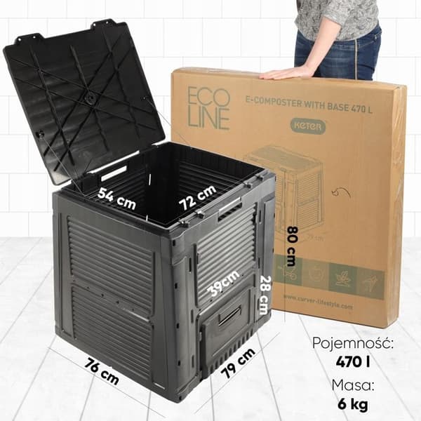 Kompostbeholder - Keter - 470l - Sort - Økologisk - Holdbar - Nem at samle